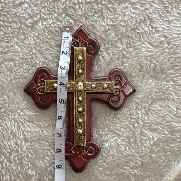 Hobby Lobby Red and Gold Wall Cross - Picture 3 of 5